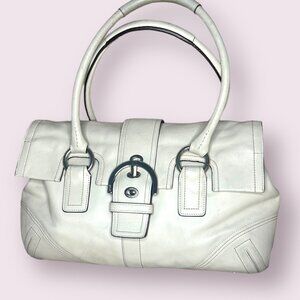 COACH Purse C06S-8A11 Cream Leather Soho Buckle Flap 2 Handles Satchel Tote